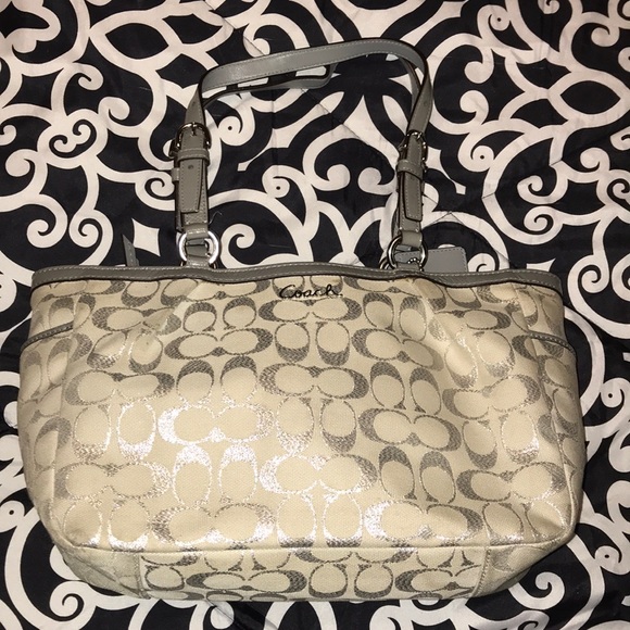 Coach Handbags - 100 % Authentic Ivory and Silver Coach Bag F17724